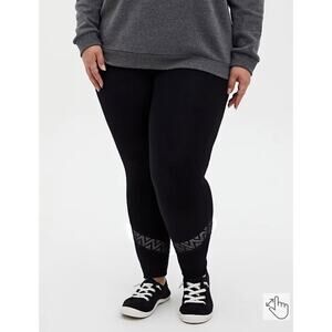 NWT Torrid Premium Black Geometric Lace Inset Leggings Plus Size Woman's 1XL